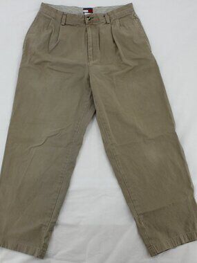 Tommy Hilfiger Vintage Men's Chino Pants - Beige Khaki - Straight/Wide Cut